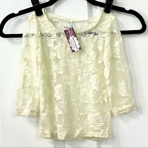 Full Lace Off White Long Sleeve Shirt - Toddler L
